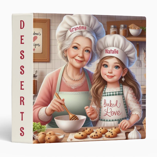 Grandma and Granddaughter Dessert Recipes 3 Ring Binder (Front/Spine)