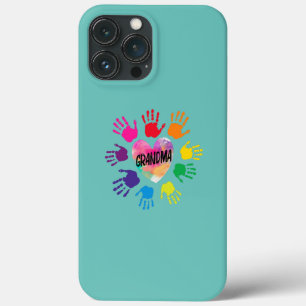 GRANDMA AND GRANDKIDS HEART COLORFUL HANDS  iPhone 13 PRO MAX CASE