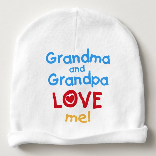 Grandma and Grandpa Love Me Baby Beanie (Back)