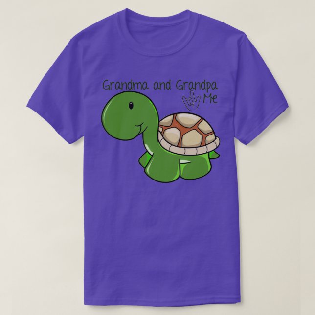 Grandma and Grandpa Love me Turtle ILY T-Shirt (Design Front)