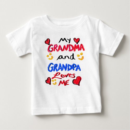 Grandma and Grandpa Loves Me Hearts Baby T_Shirt