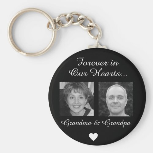 Grandma and Grandpa Memorial in Silver Keychain