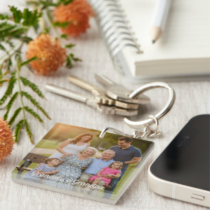 Grandma and grandpa photo keepsake keychain