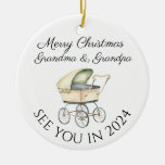 Grandma and grandpa to be new baby  announcement ceramic ornament
