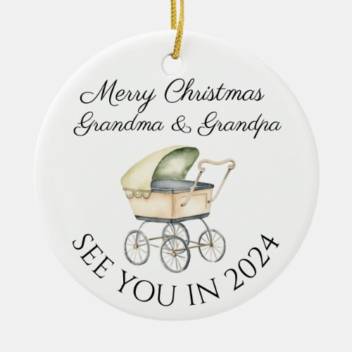 Grandma and grandpa to be new baby  announcement ceramic ornament