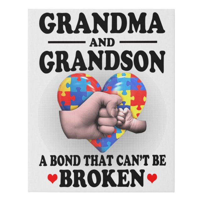 Grandma and grandson a bond that can't be broken faux canvas print (Front)