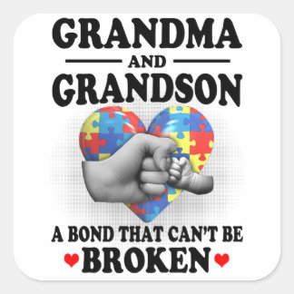 Grandma and Grandson a bond that can't be broken Square Sticker
