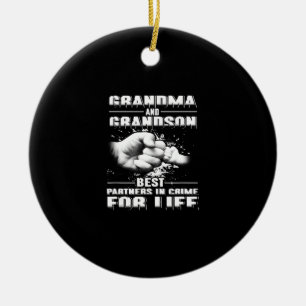 Grandma And Grandson Best Partners Crime For Life Ceramic Ornament