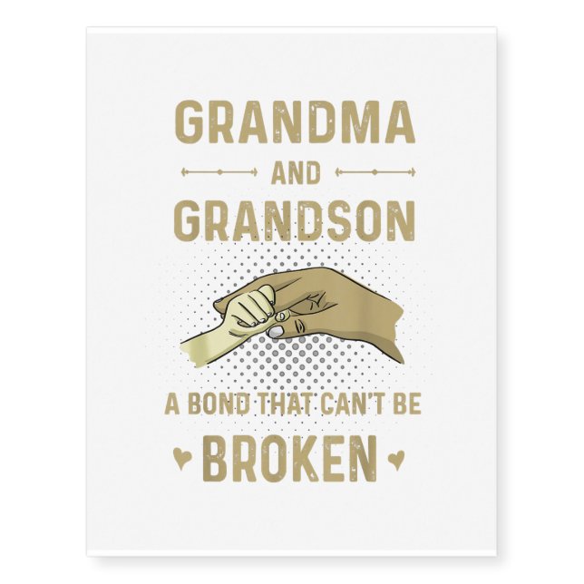 Grandma And Grandson Bond That Cant Be Broken Gift Temporary Tattoos (Front)