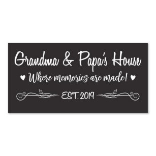 Grandma and Papa Date Est. Black Wall Plaque