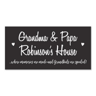 Grandma and Papa Family Name Black Wall Plaque