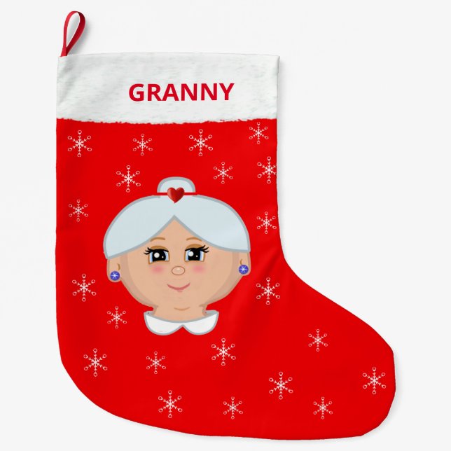 Grandma and Snowflakes Christmas Stocking (Front)