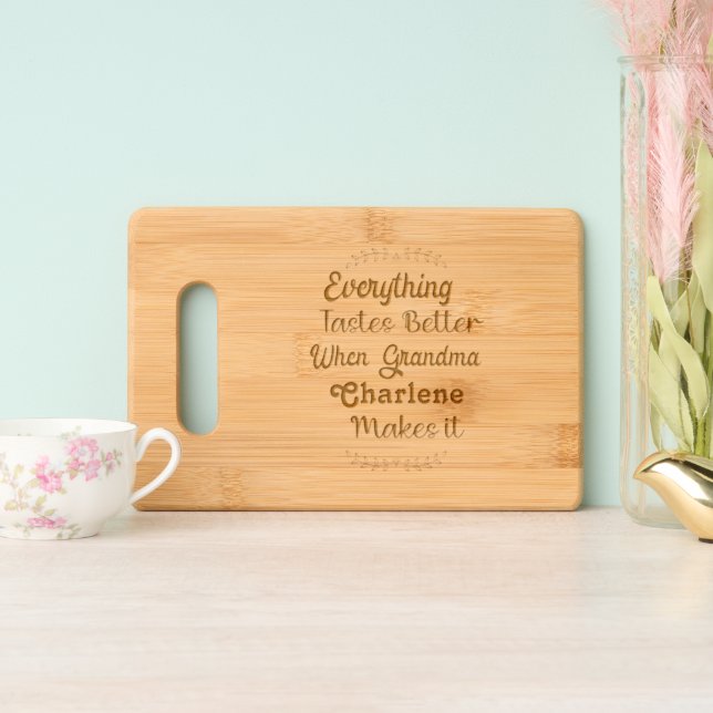 Grandma Appreciation Custom Name Engraved Cutting Board (Upright)