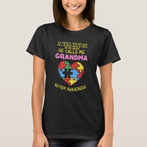 Grandma Autism Awareness  Austistic Boy Piece My H T_Shirt