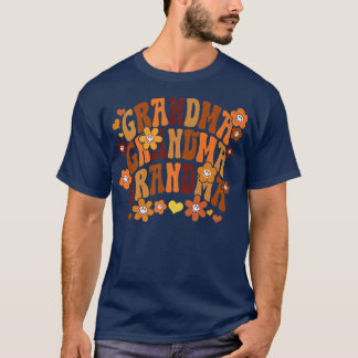 Grandma Autumn Fall Vintage Retro Groovy Hippie Fl T-Shirt