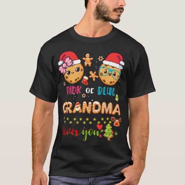 Grandma Baby Gender Reveal Christmas Gingerbread B T-Shirt (Front)