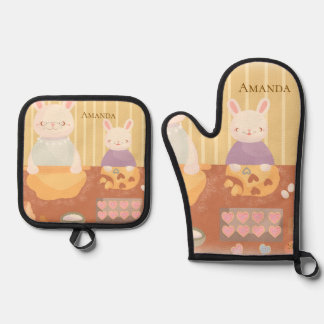 Grandma Baking Cookies Oven Mitt & Pot Holder Set