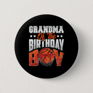 Grandma basketball birthday Boy Family Baller b-da Button