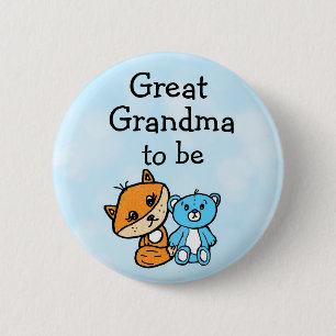 Grandma be Little Fox and Teddy Bear Baby Shower Button