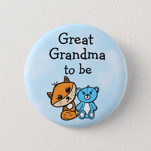 Grandma be Little Fox and Teddy Bear Baby Shower Button