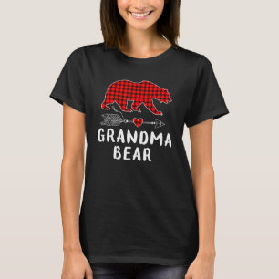 Grandma Bear Buffalo Red Plaid Matching Pajama Fam T-Shirt