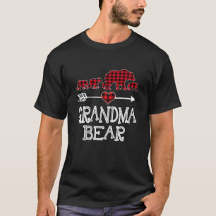 Grandma Bear Christmas Pajama Red Plaid Buffalo Fa T-Shirt