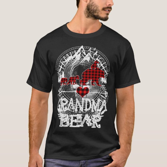Grandma Bear Christmas Pajama Red Plaid Buffalo Fa T-Shirt (Front)