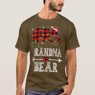 Grandma Bear Christmas Pajama Red Plaid Buffalo Fa T-Shirt