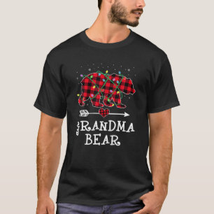 Grandma Bear Christmas Pajama Red Plaid Buffalo Fa T-Shirt
