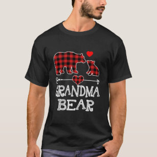 Grandma Bear Christmas Pajama Red Plaid Buffalo Fa T-Shirt