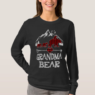 Grandma Bear Christmas Pajama Red Plaid Buffalo Fa T-Shirt
