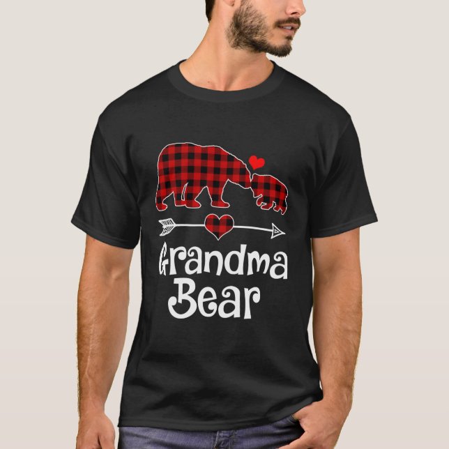 Grandma Bear Pajama Red Plaid Buffalo T-Shirt (Front)