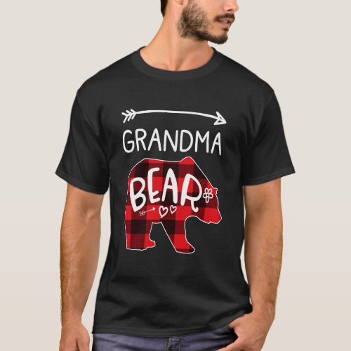 Grandma Bear Red Black Plaid Grandma Christmas Bea T_Shirt