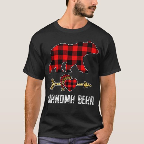 Grandma Bear Red Buffalo Plaid Matching Christmas  T_Shirt