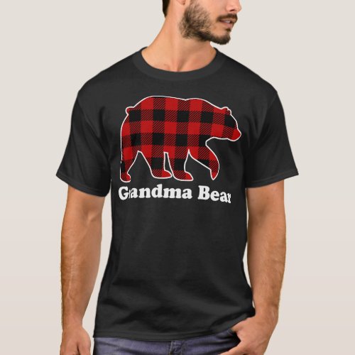 Grandma Bear Red Plaid Christmas Pajama Family T_Shirt