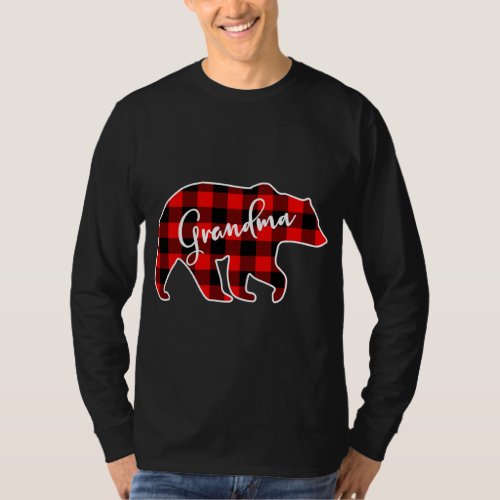 Grandma Bear Red Plaid Matching Family Christmas T_Shirt