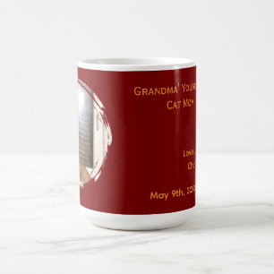 Grandma' Best Cat Mom Photo Name Red Coffee Mug