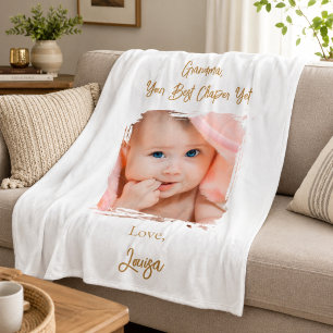 Grandma Best Chapter Photo Grandchild Fleece Blanket