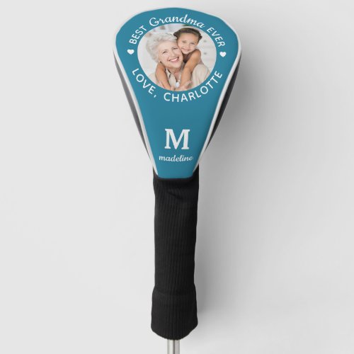 Grandma Best Ever Modern Monogram Custom Photo Golf Head Cover