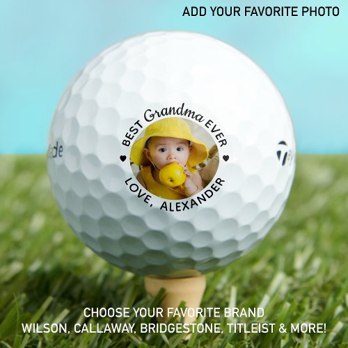 Grandma Best Ever Modern Personalized Photo Golf Balls