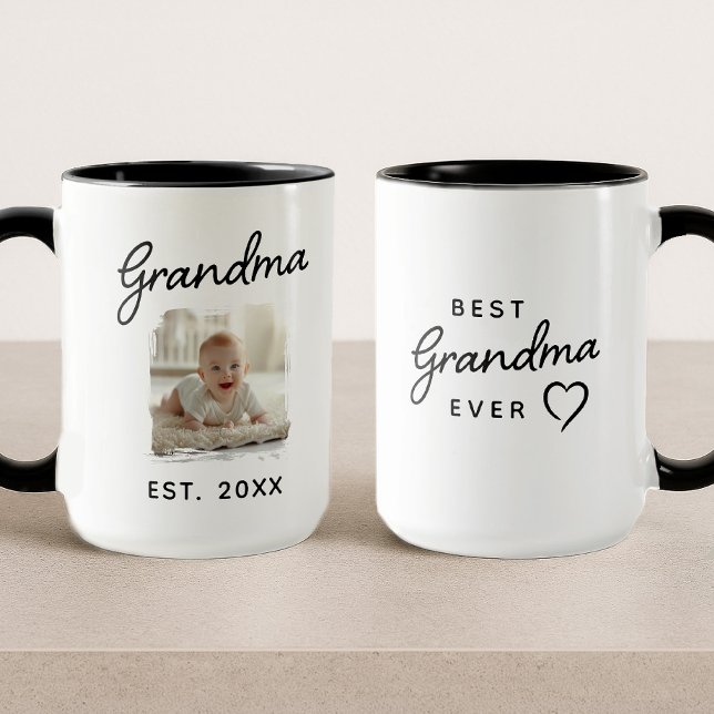 Grandma Best Ever Photo Established Date Mug (Creator Uploaded)