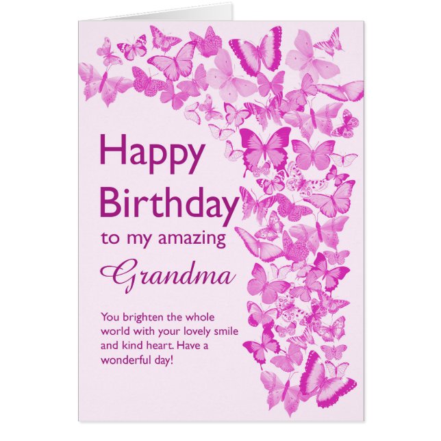 Grandma Birthday Butterflies Cards (Front)