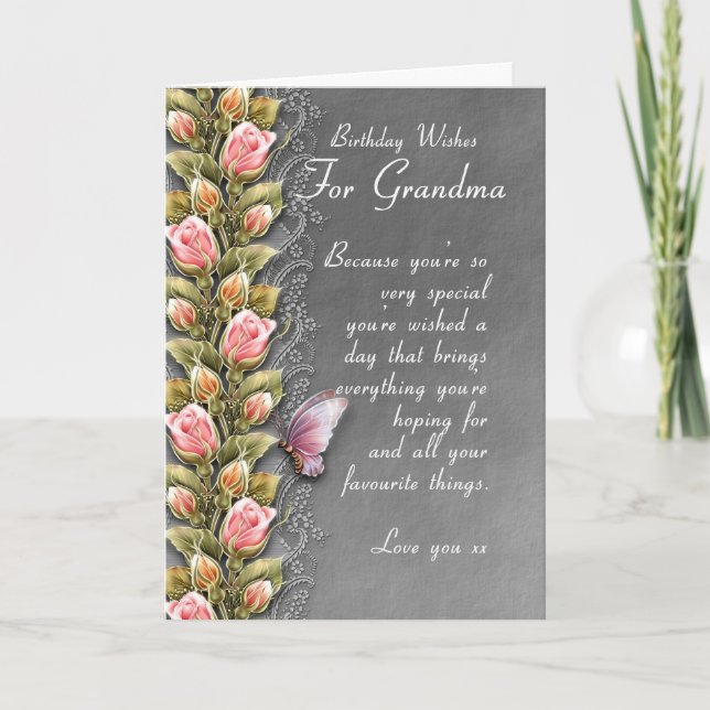 grandma birthday card - birthday card with roses (Front)