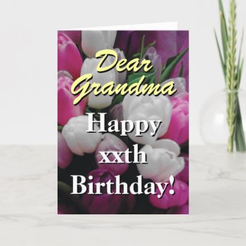 Grandma Birthday Card | Pink Tulip Flower Bouquet by photoedit at Zazzle