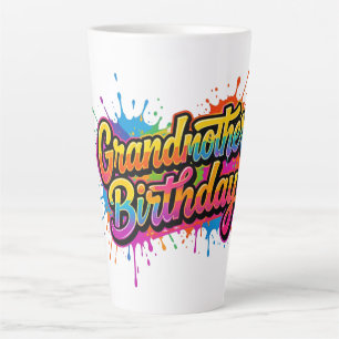 Grandma Birthday Colorful Paint Splash Design Latte Mug