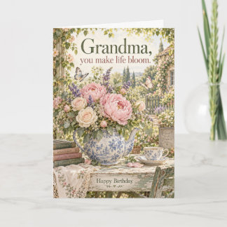 Grandma Birthday Floral Teapot You Make Life Bloom Card