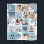 Grandma Birthday Grandkids Photo Collage Blue Fleece Blanket<br><div class="desc">Celebrate the special moments with your loved one with this simple, modern and minimalist Photo Collage design. This customizable picture collage design is perfect for creating a personalized and heartfelt gift featuring cherished moments, creating a visual journey of the precious memories you've shared. Great for birthday, wedding anniversary, Valentine's Day...</div>