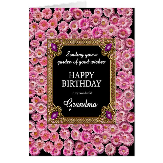 Grandma Birthday Pink Daisies Cards (Front)