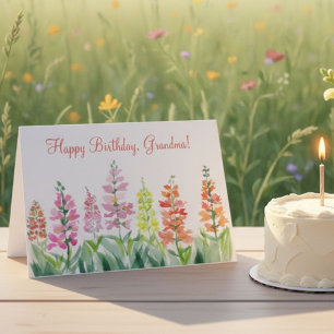 Grandma Birthday Snapdragons Watercolor Floral  Card