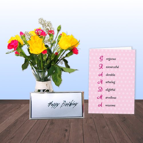 Grandma birthday text UK pink Card